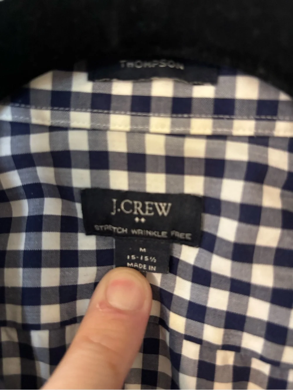 J. Crew Navy and White Gingham Shirt